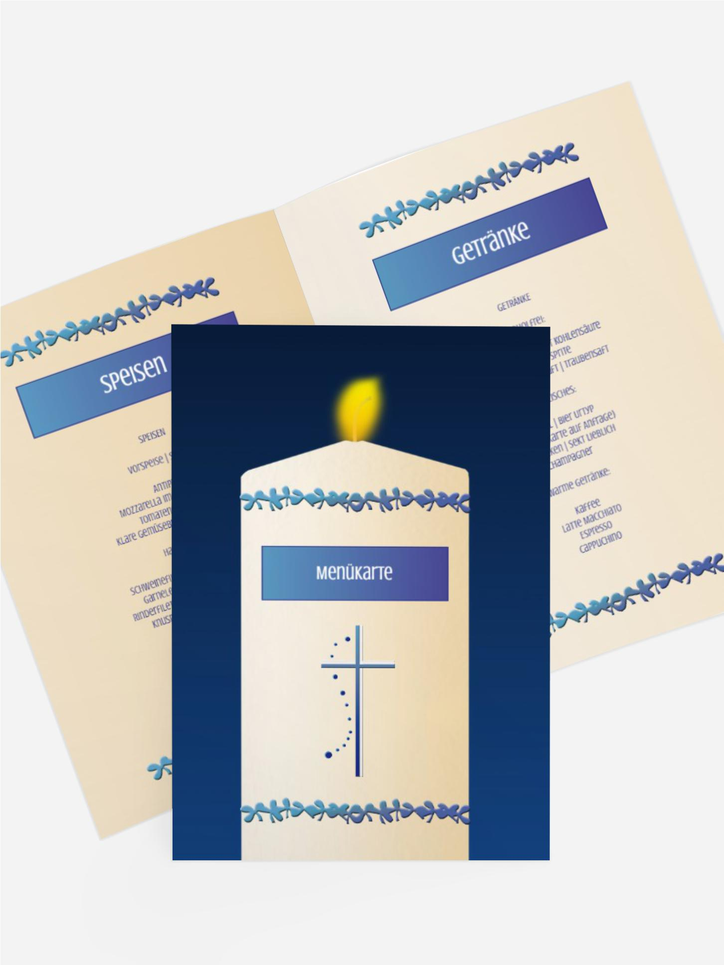 Menükarte Taufkerze