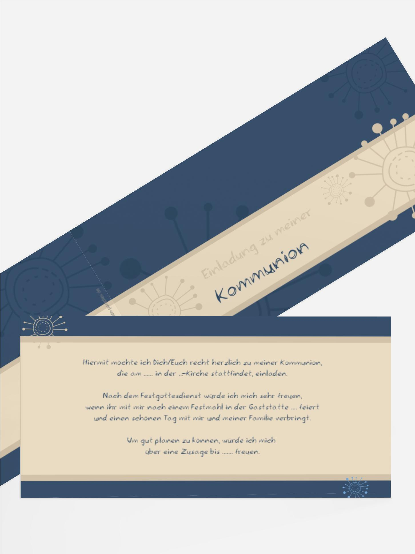 Einladungskarte Kommunion Blumen