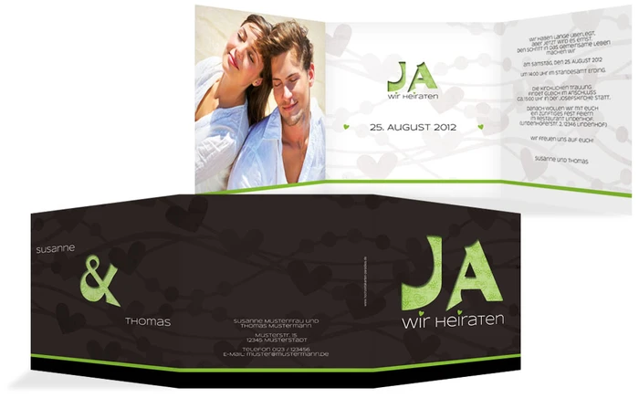 Einladungskarte Hochzeit wilde Herzen