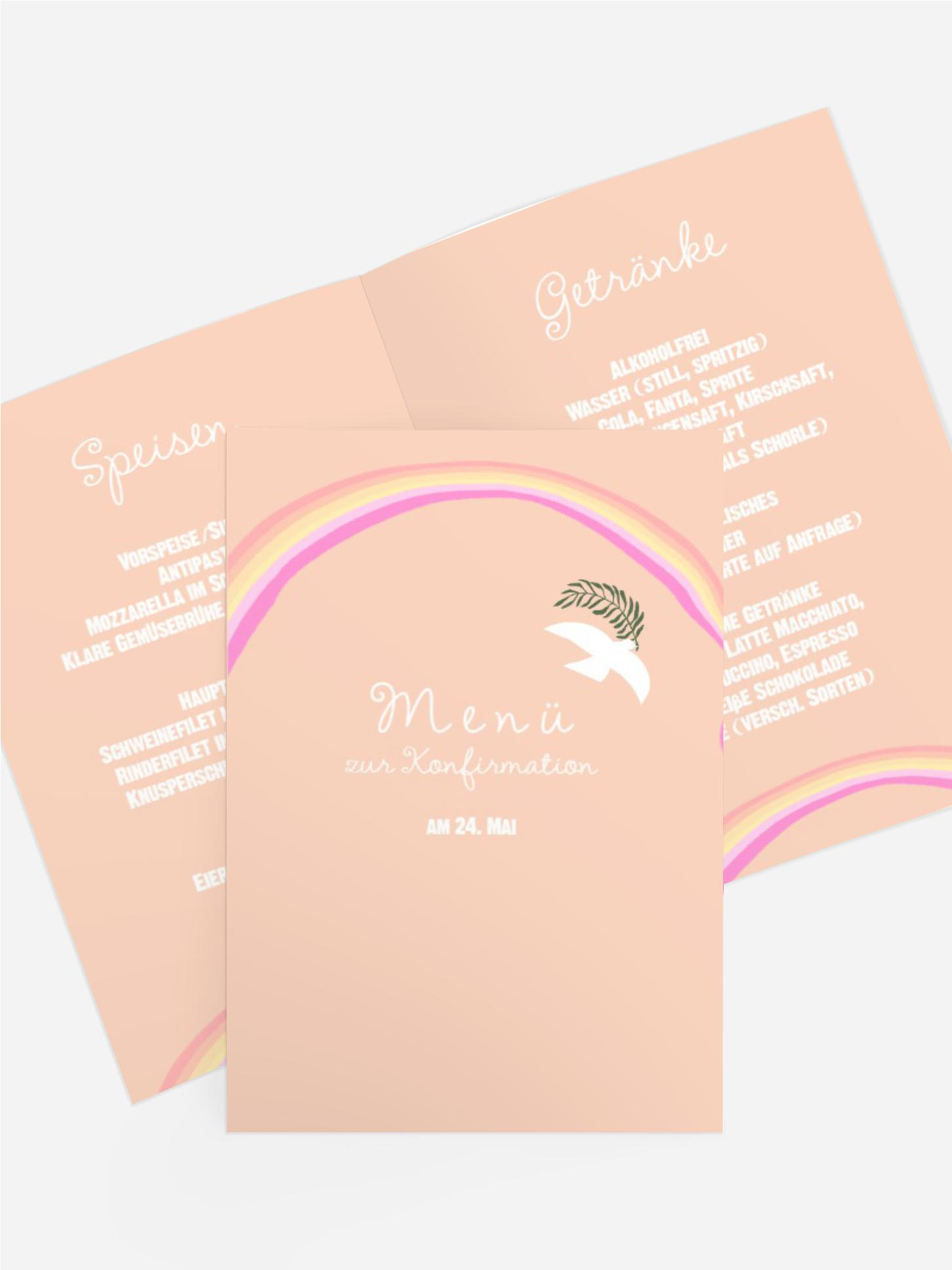 Menükarte Konfirmation Regenbogen