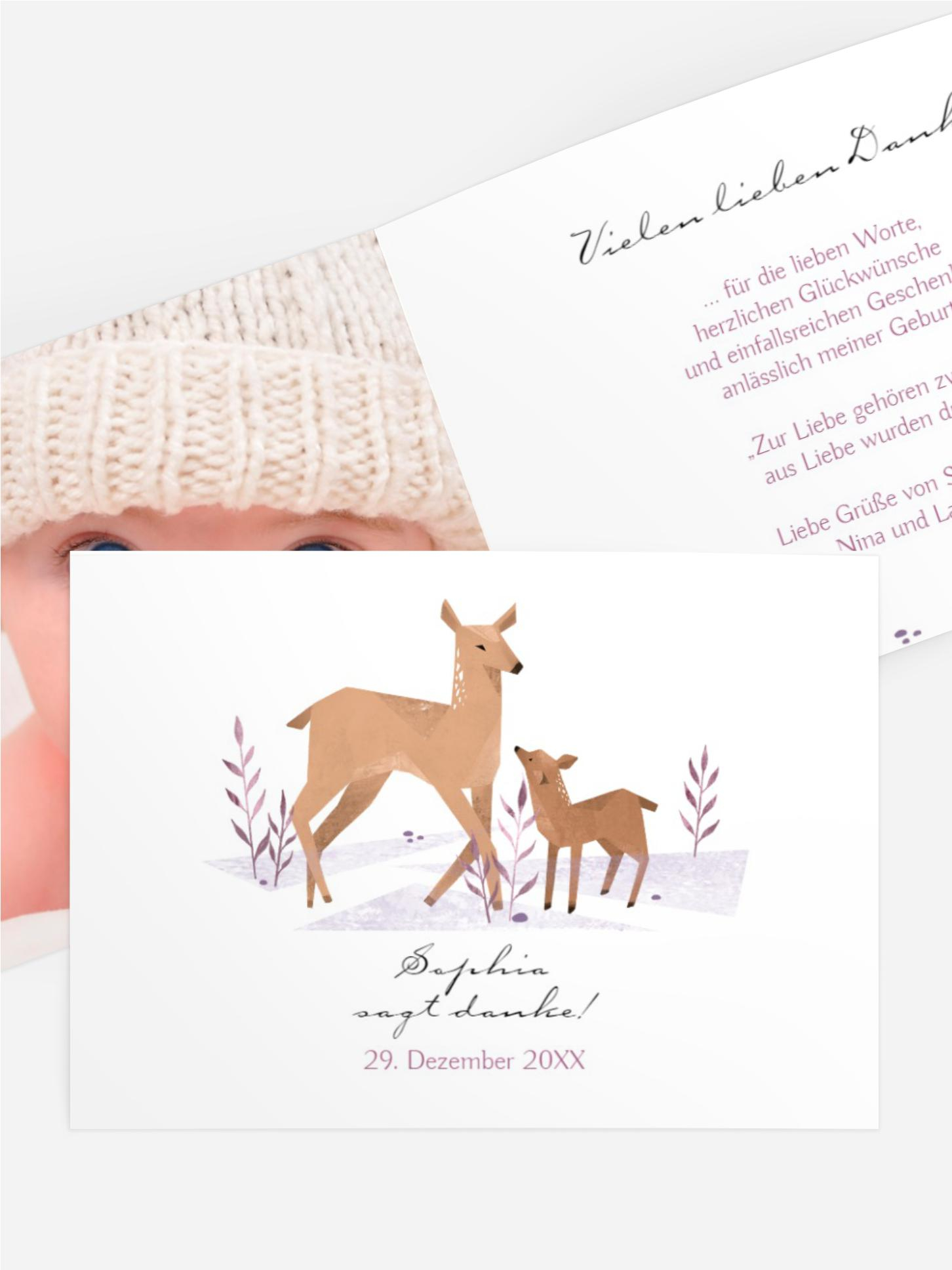 Baby Dankeskarte Bambi