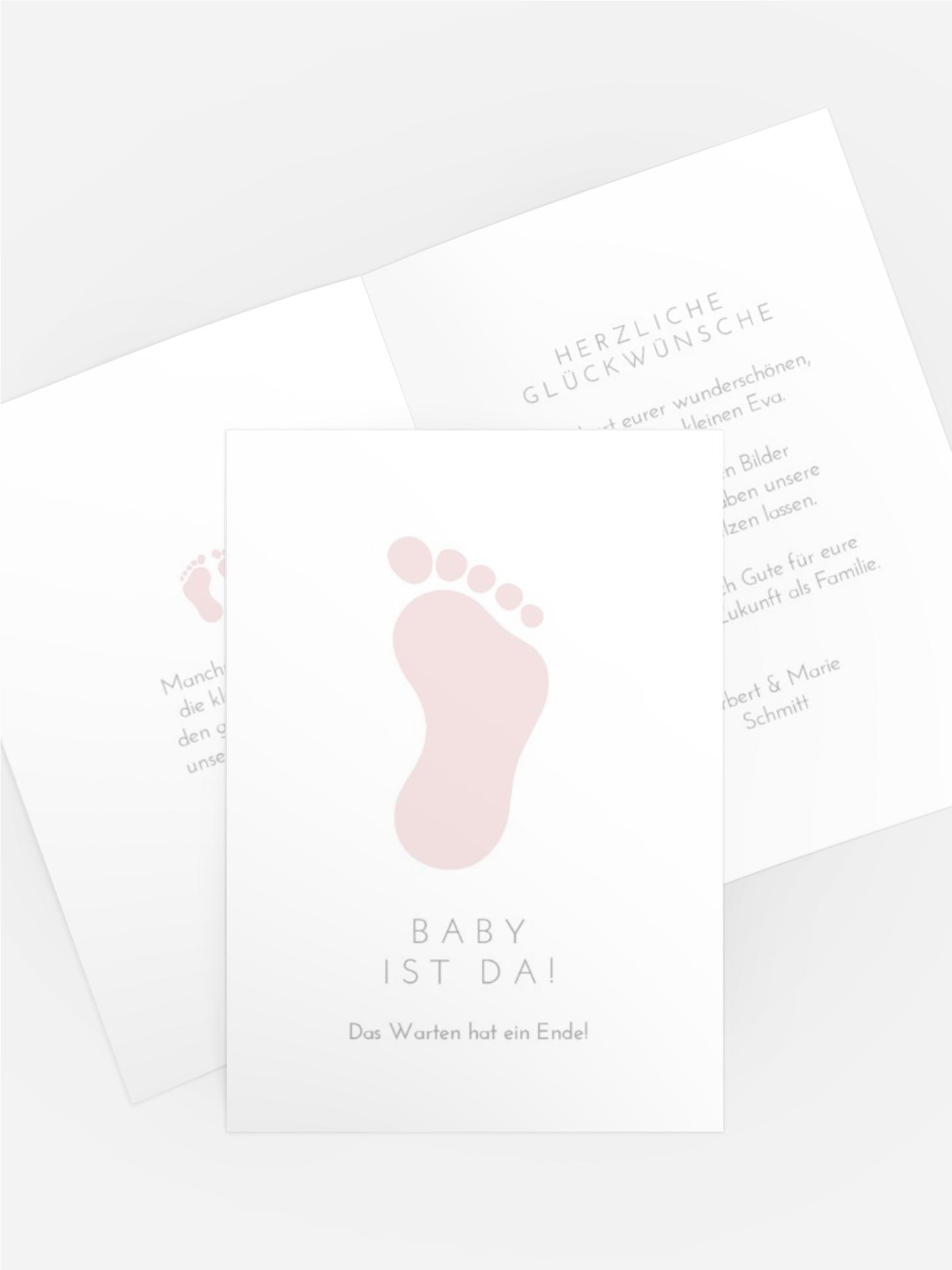 Glückwunschkarte zur Geburt Fußstapfen
