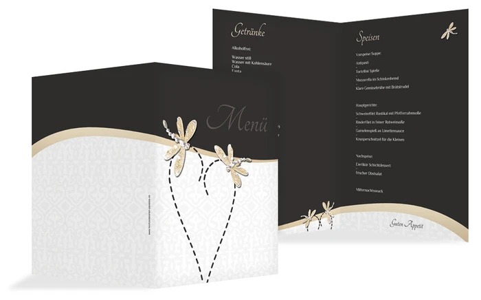 Menükarte Hochzeit Unzertrennlich