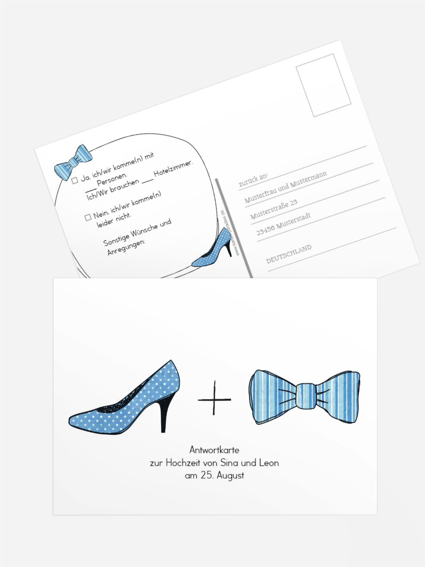 Antwortkarte High Heel und Fliege