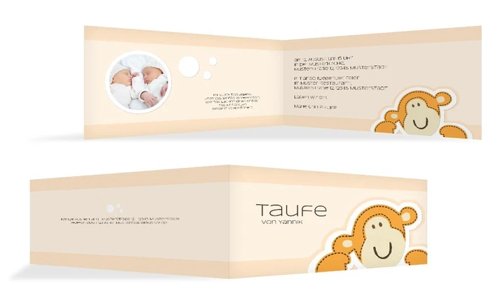 Taufkarte Einladung Aeffchen