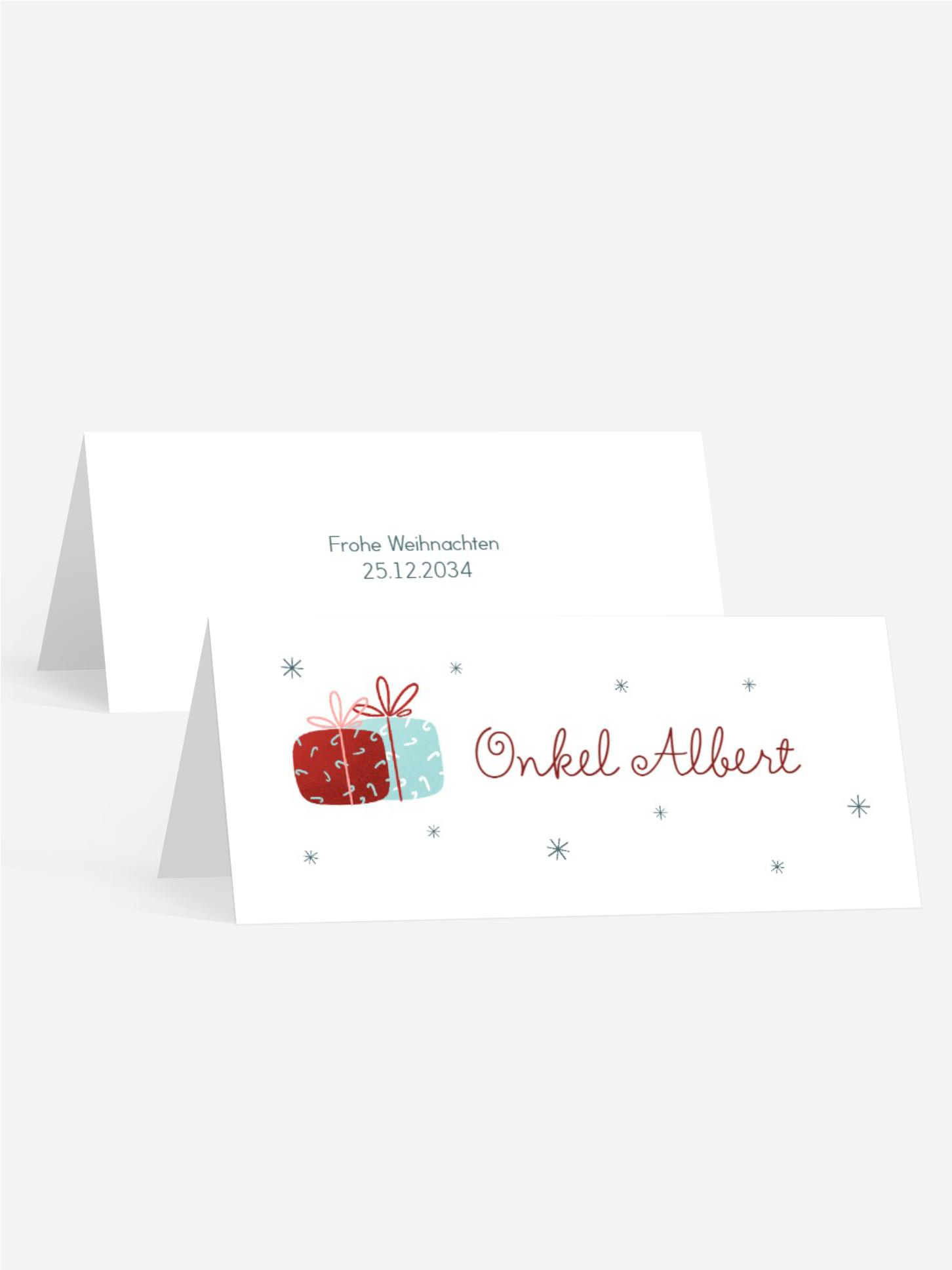 Weihnachtstischkarte Strick-Fäustlinge