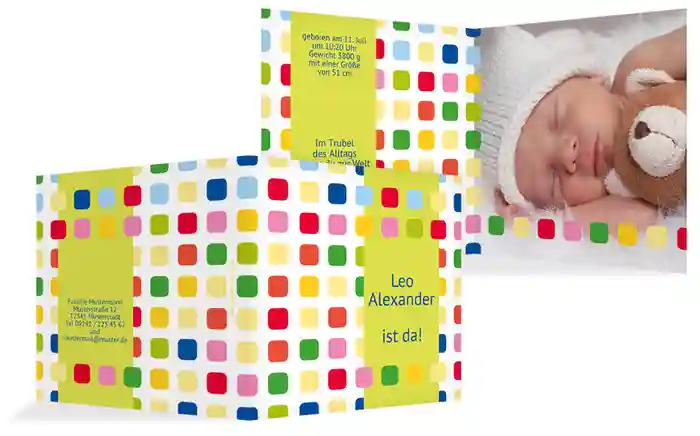 Dankeskarte zur Geburt Viereck