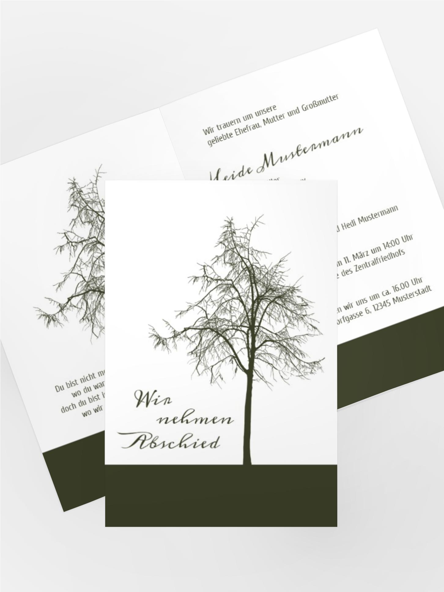 Trauerkarte Tree hoch