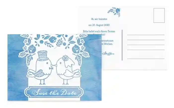 Save the Date Karte zur Hochzeit Vogelpaar Save the Date Karte zur Hochzeit Vogelpaar