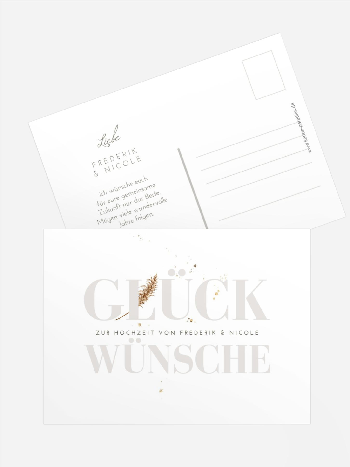 Glückwunschkarte zur Hochzeit Zugefächert