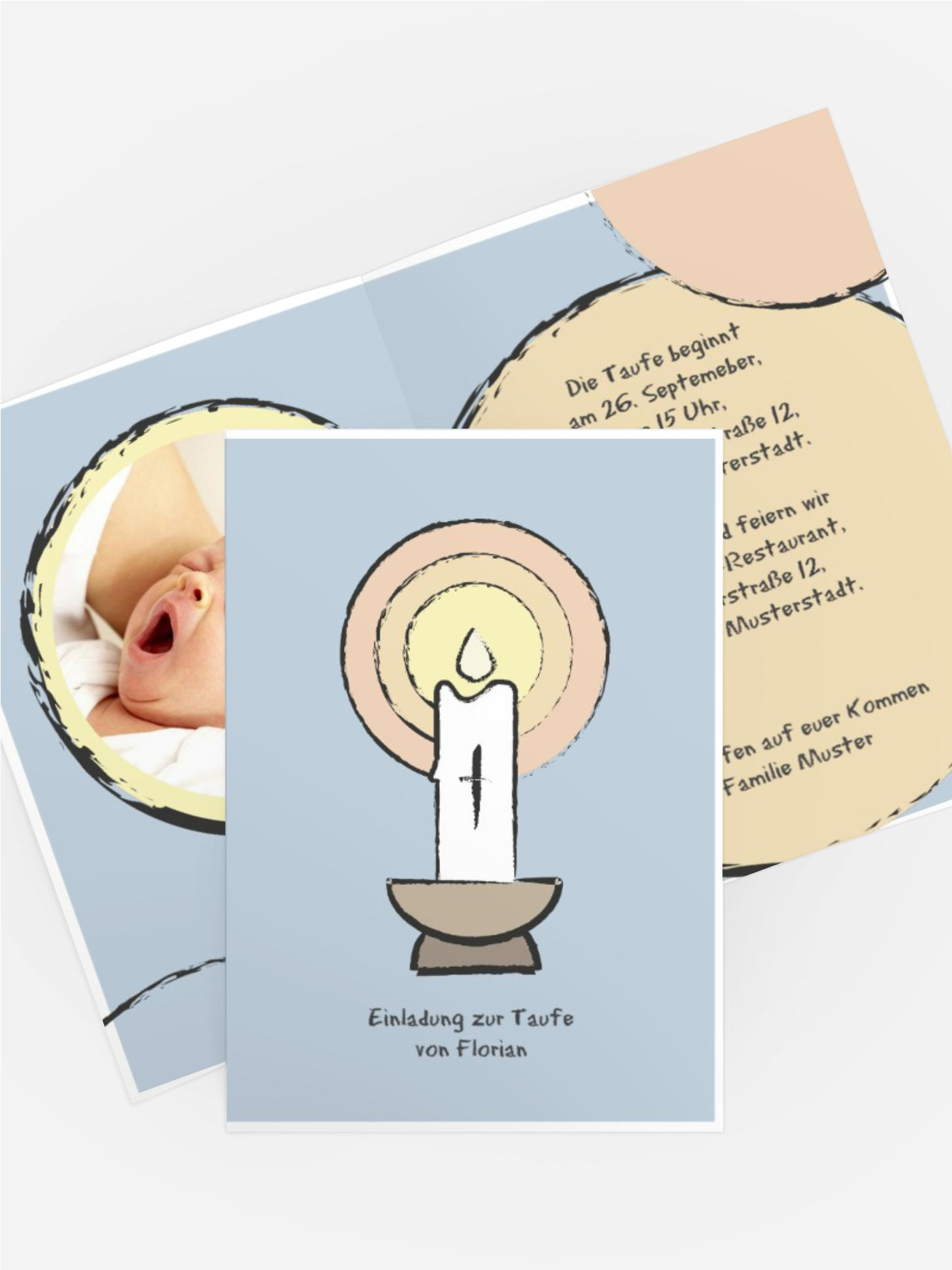 Einladungskarte Taufe Kerzenschein