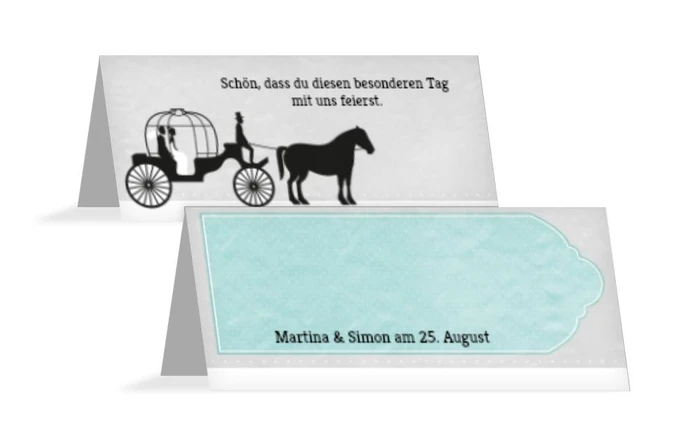 Hochzeitstischkarte Kutsche