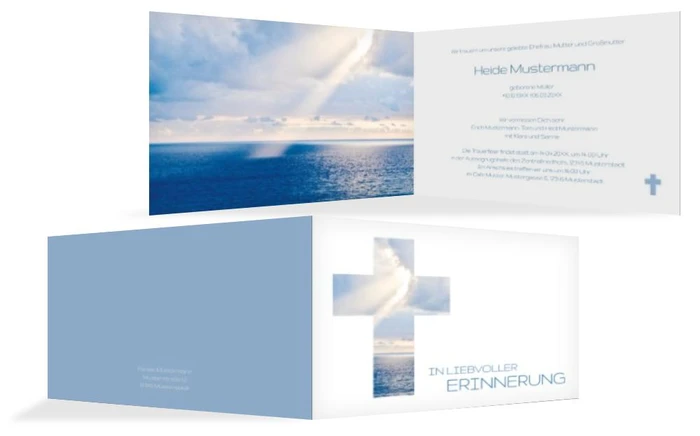Trauerkarte Himmelskreuz quer