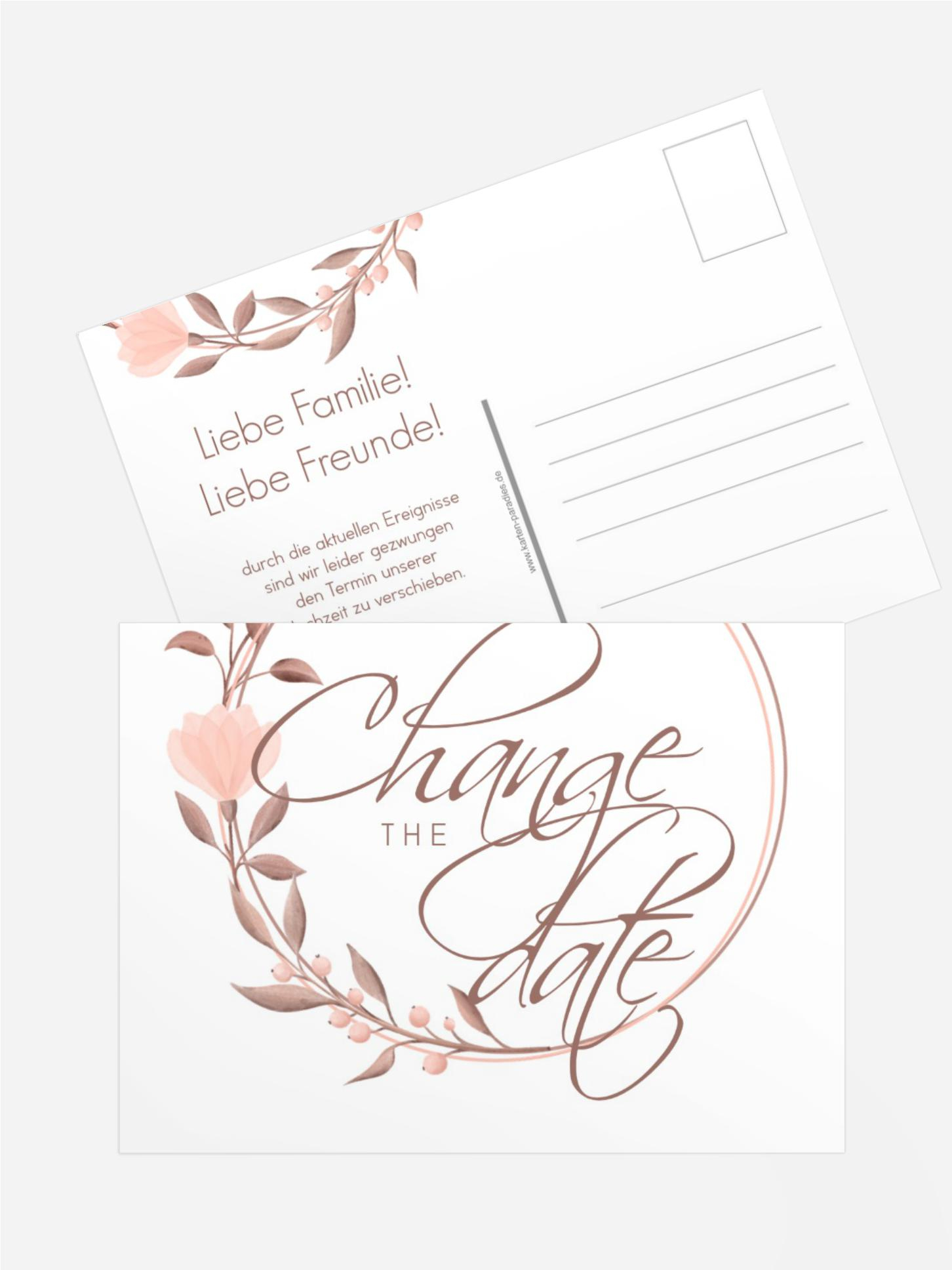 Change The Date Karte Sanfter Blumenkranz