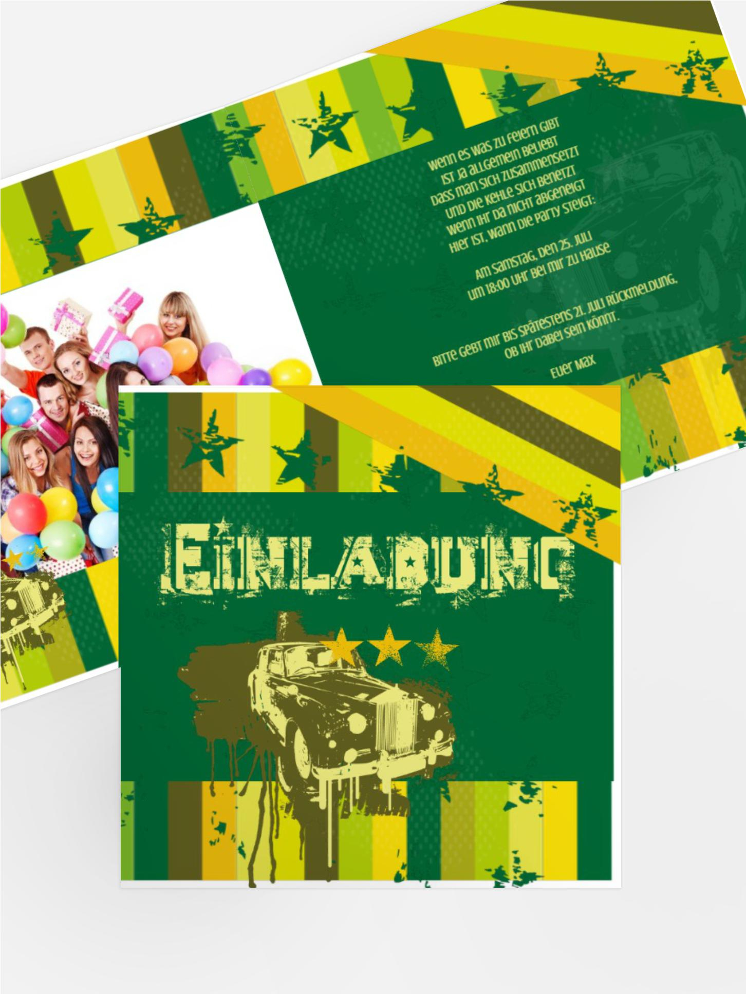 Einladungskarte Jugendliche American Style Foto