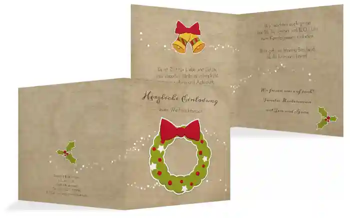 Weihnachtseinladung Weihnachtskranz