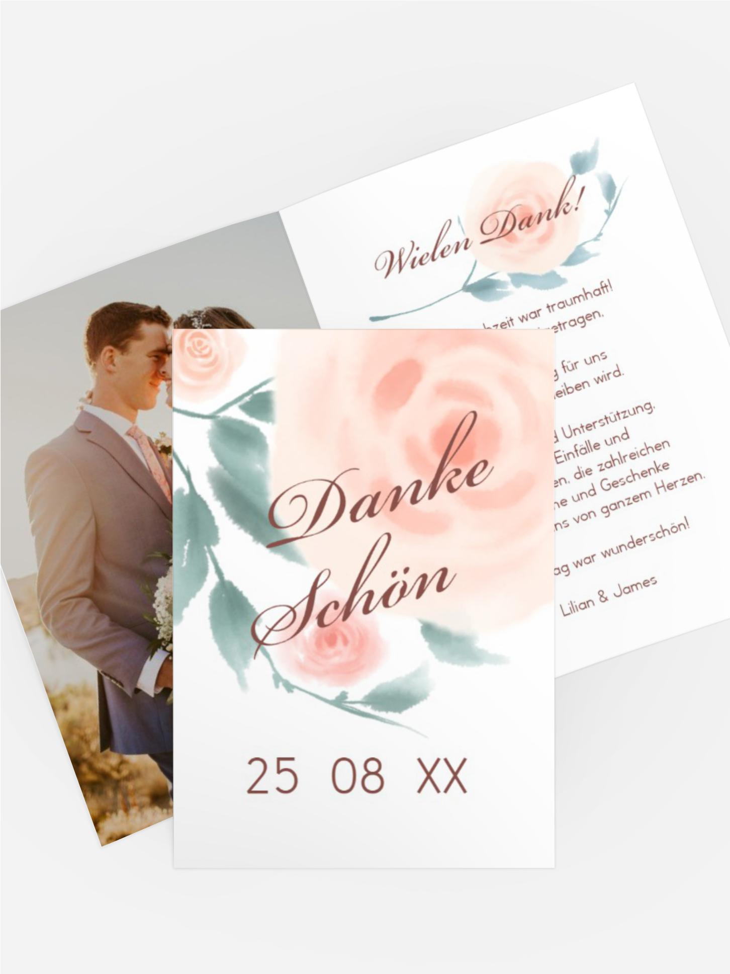 Dankeskarte Zentrale Rose