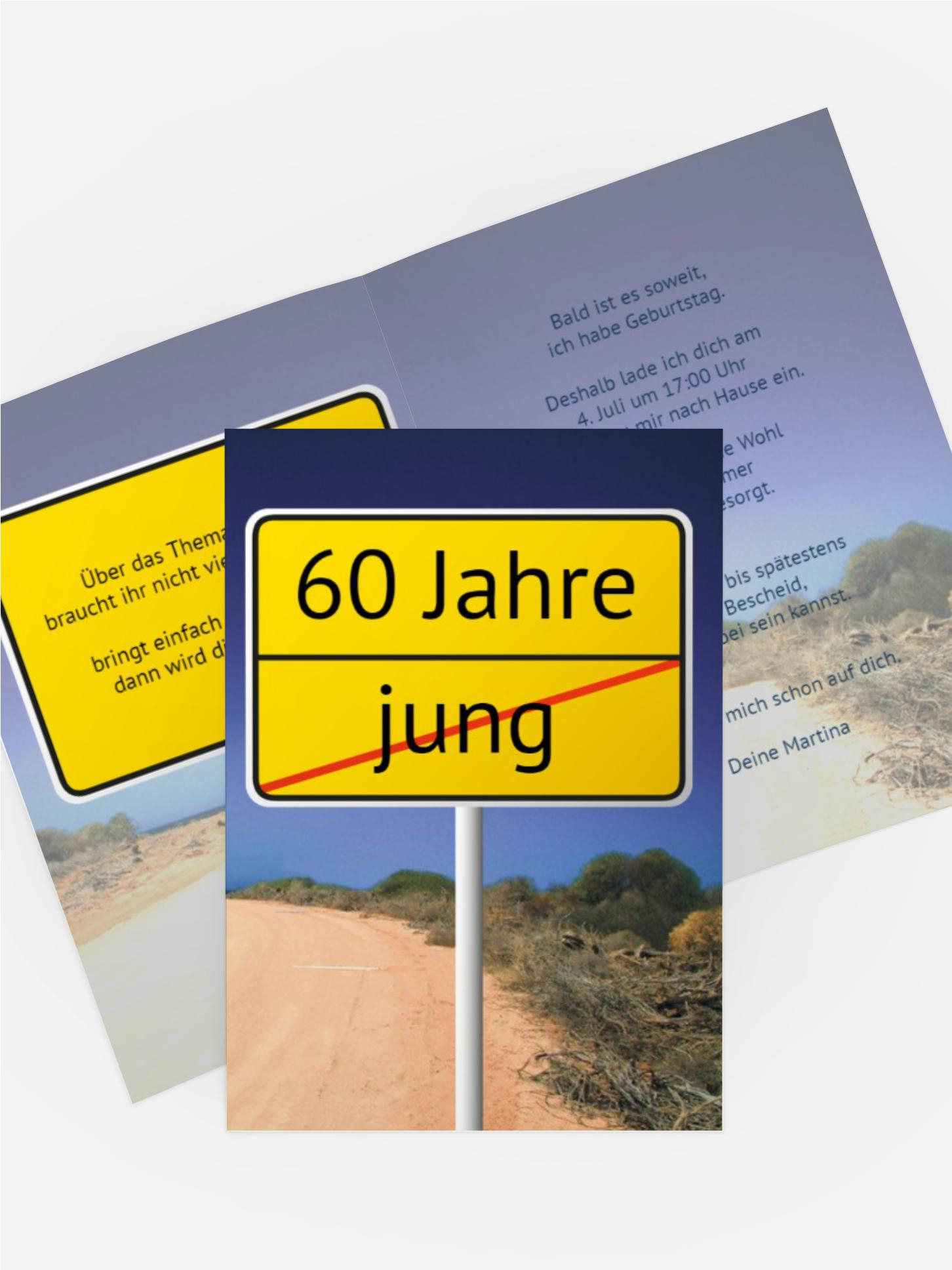 Einladung zum Geburtstag Straßenschild 60