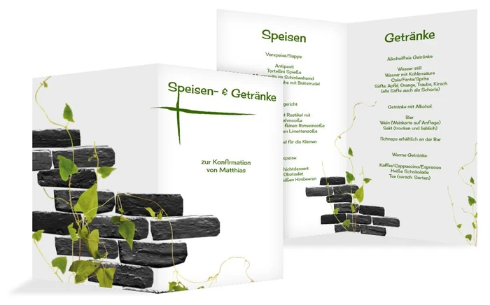 Menükarte Konfirmation Efeu