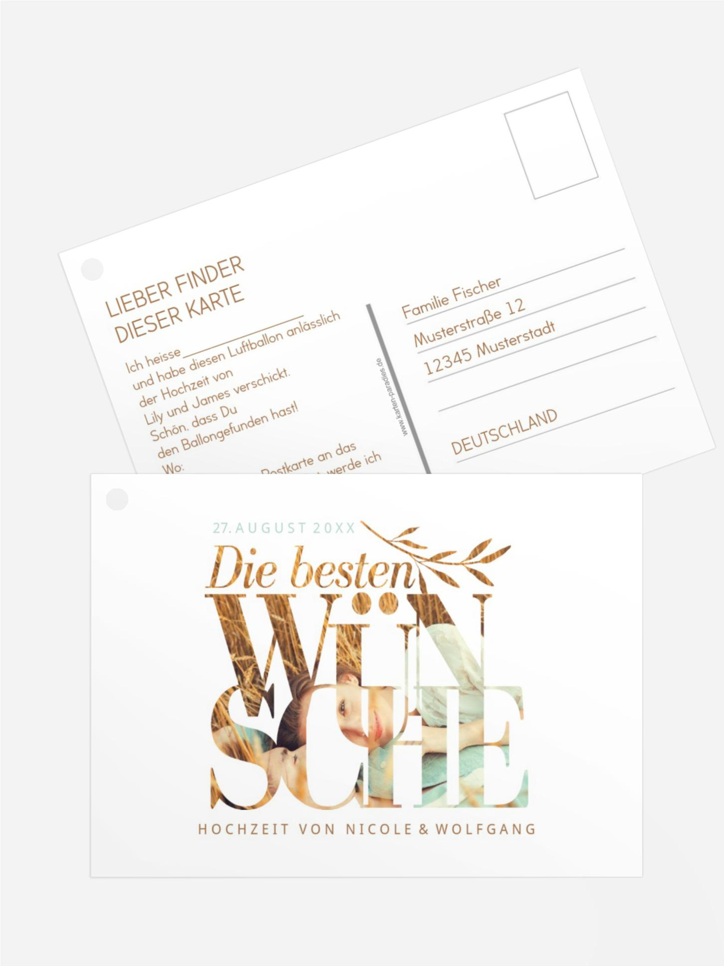 Ballonflugkarte Liebe Invertiert