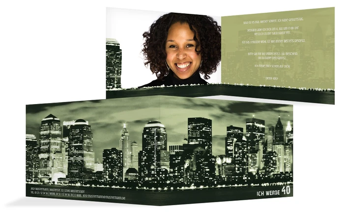 Einladungskarte zum Geburtstag Skyline 40 Foto