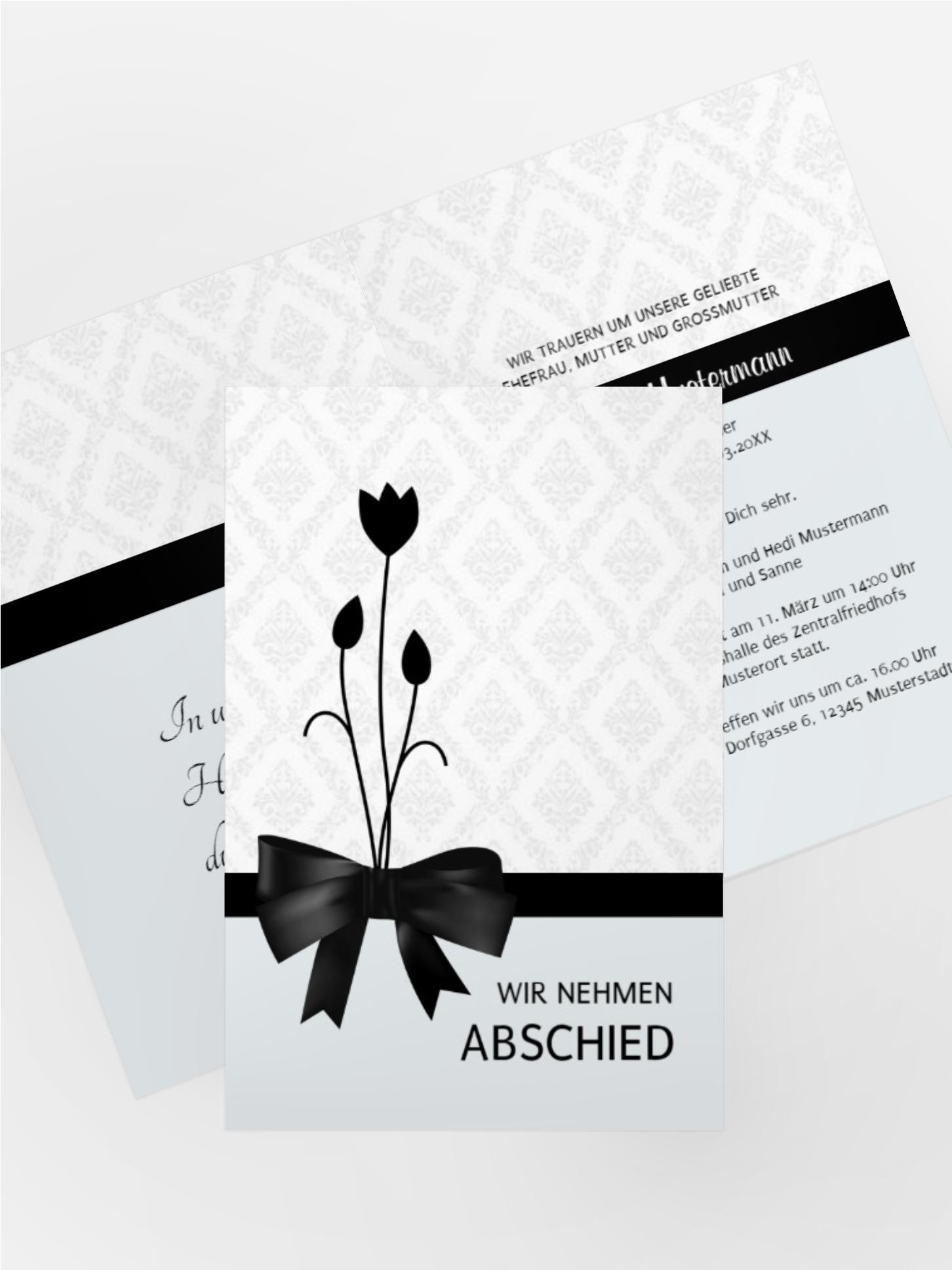 Trauerkarte Schleife hoch