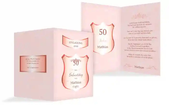 Geburtstagseinladung 50 label