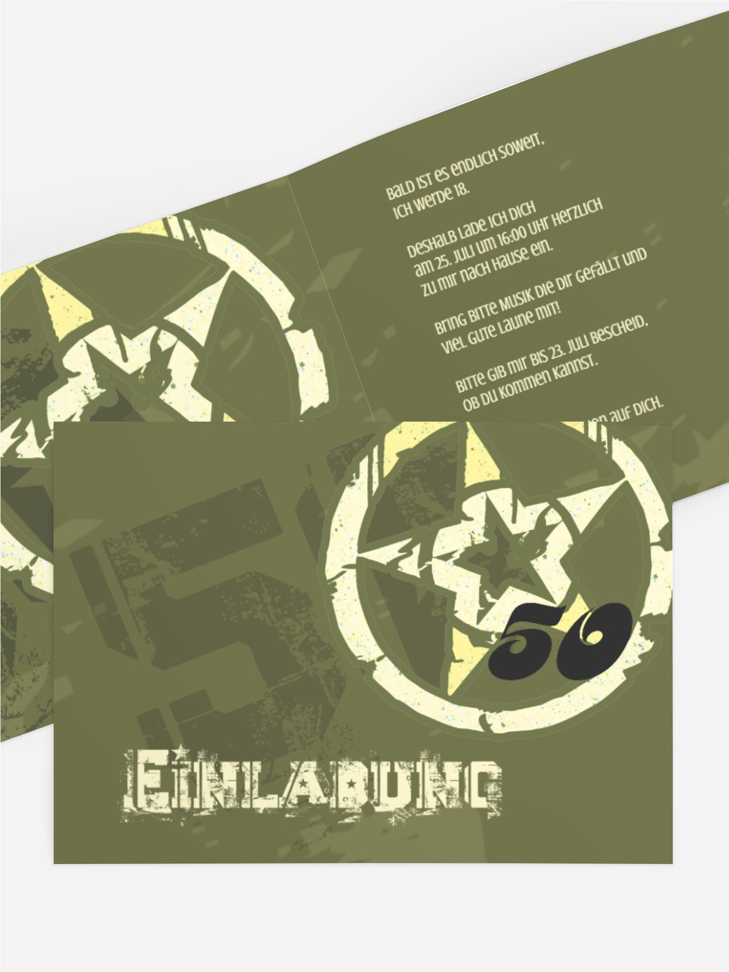 Einladungskarte zum Geburtstag star style 50