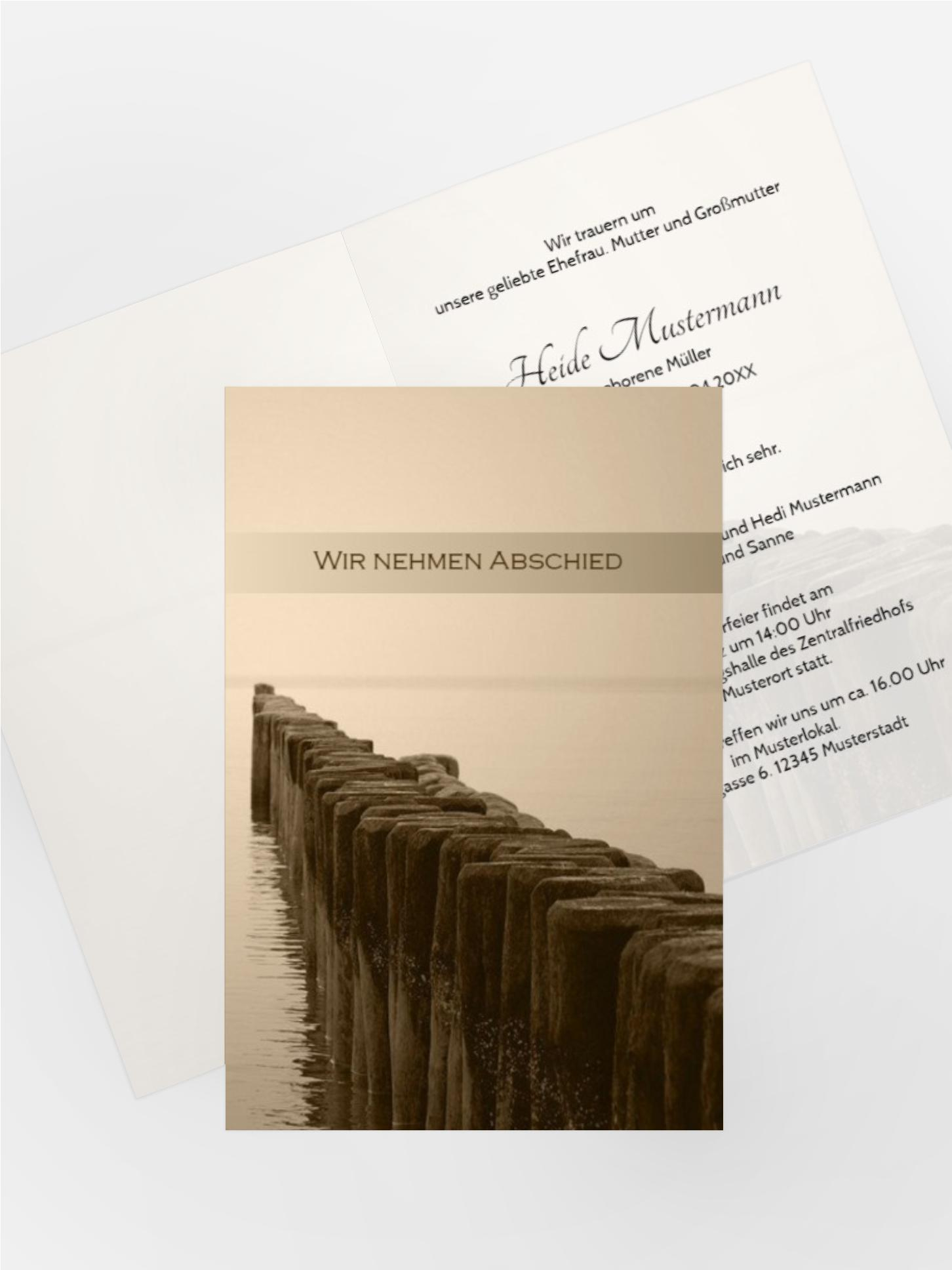 Trauerkarte Steg hoch