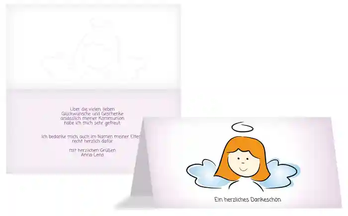 Dankeskarte Kommunion Engelchen Mädchen