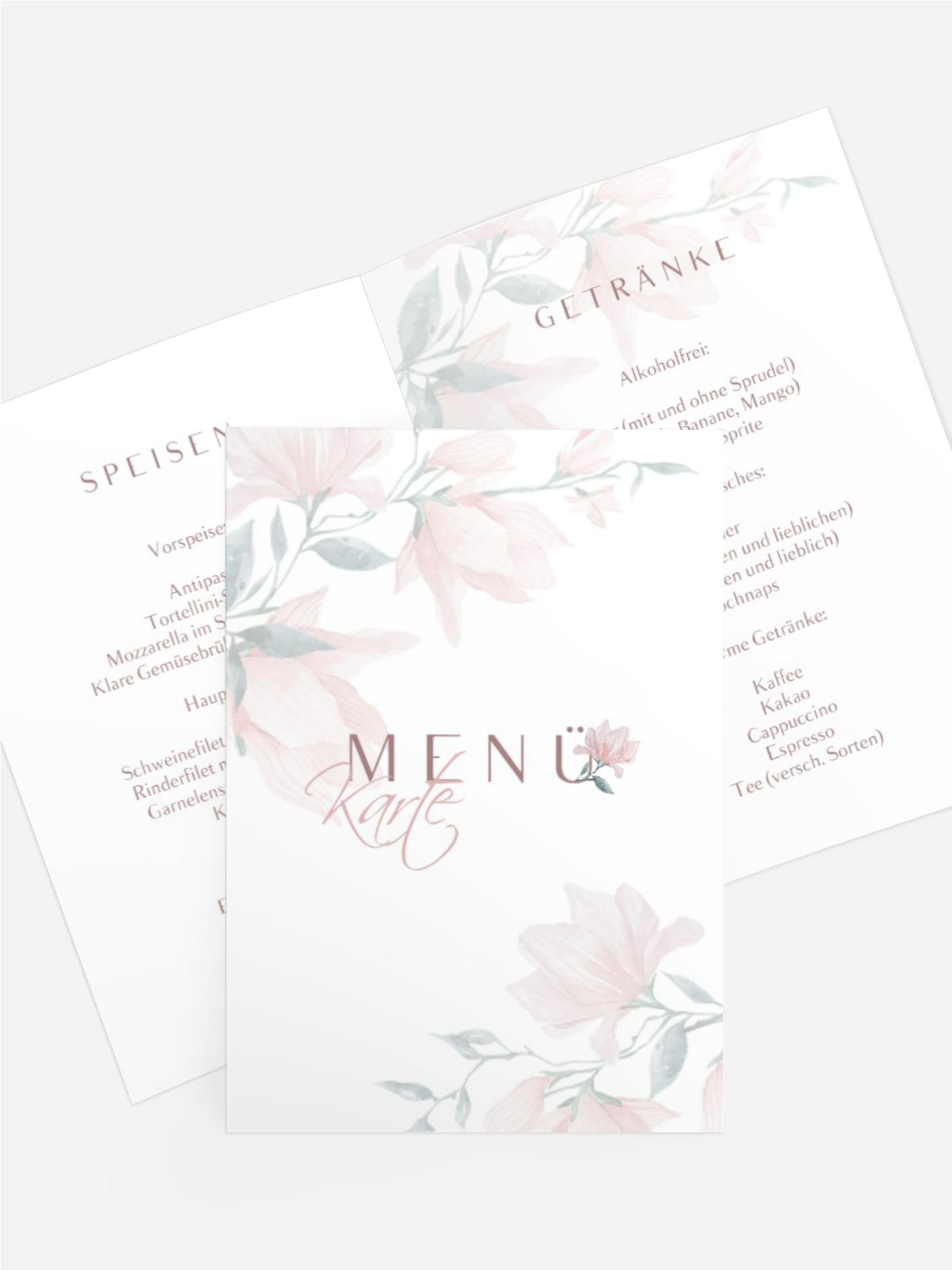Menükarte Taufe Magnolienblüte