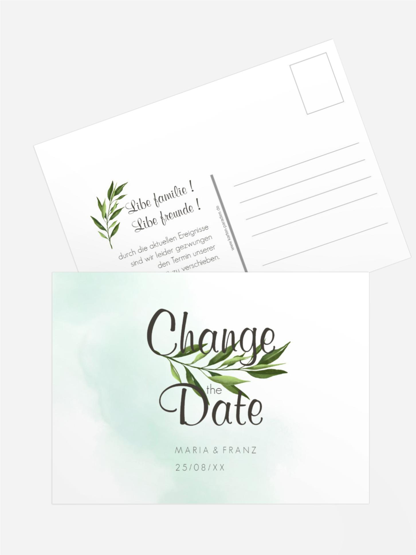 Change The Date Karte Grüner Zweig