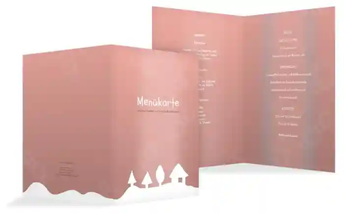 Weihnachts Menükarte Schneelandschaft