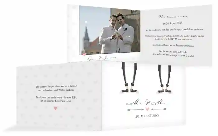 Einladungskarte zur Hochzeit Pärchen - Männer