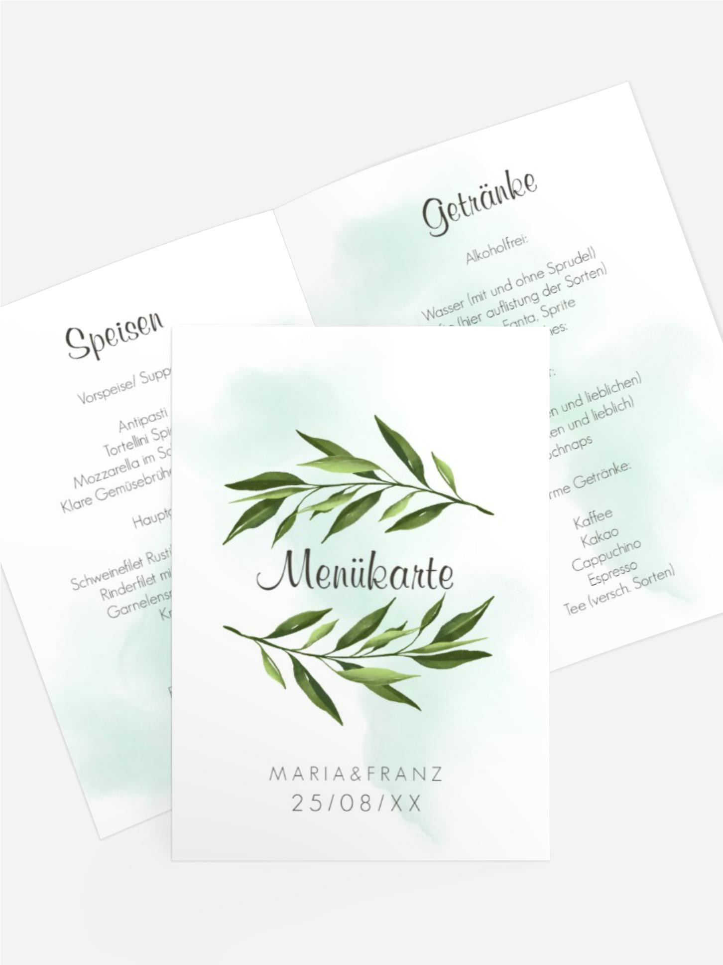 Menükarte Grüner Zweig