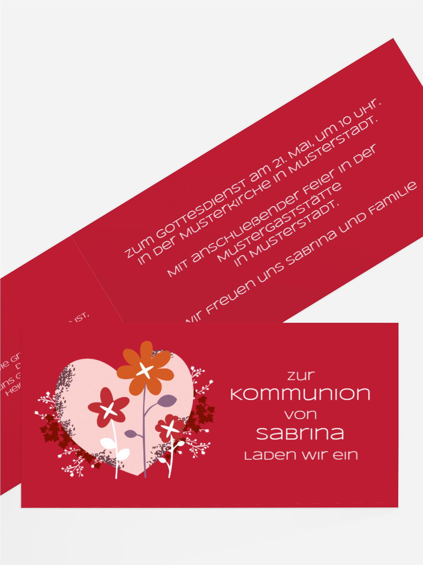 Einladungskarte Kommunion Herz Einladungskarte Kommunion Herz