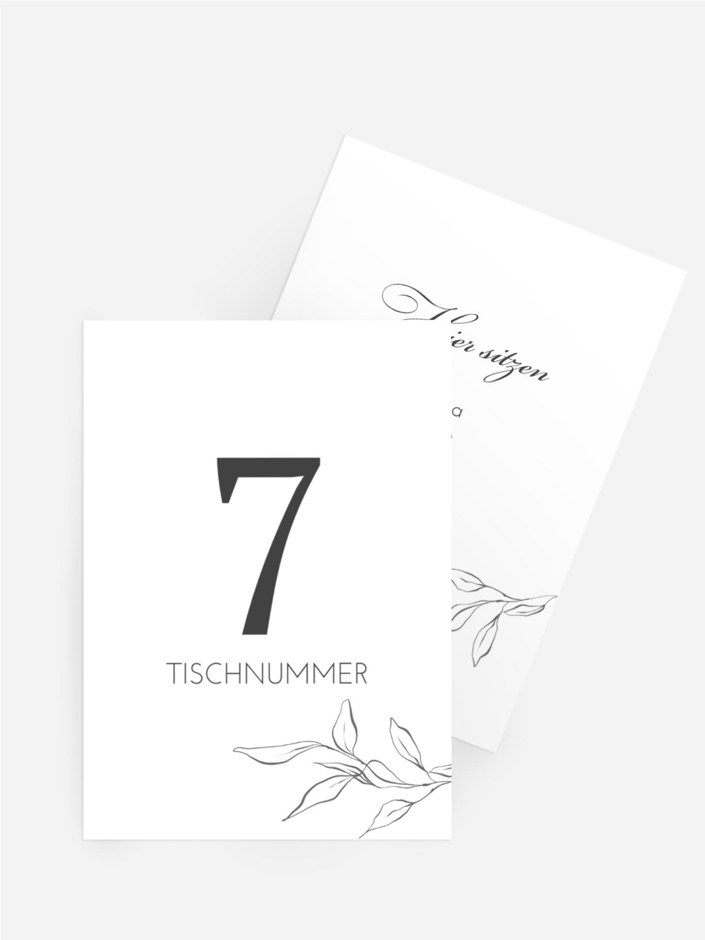 Tischnummer Hochzeit Dezent Leaf
