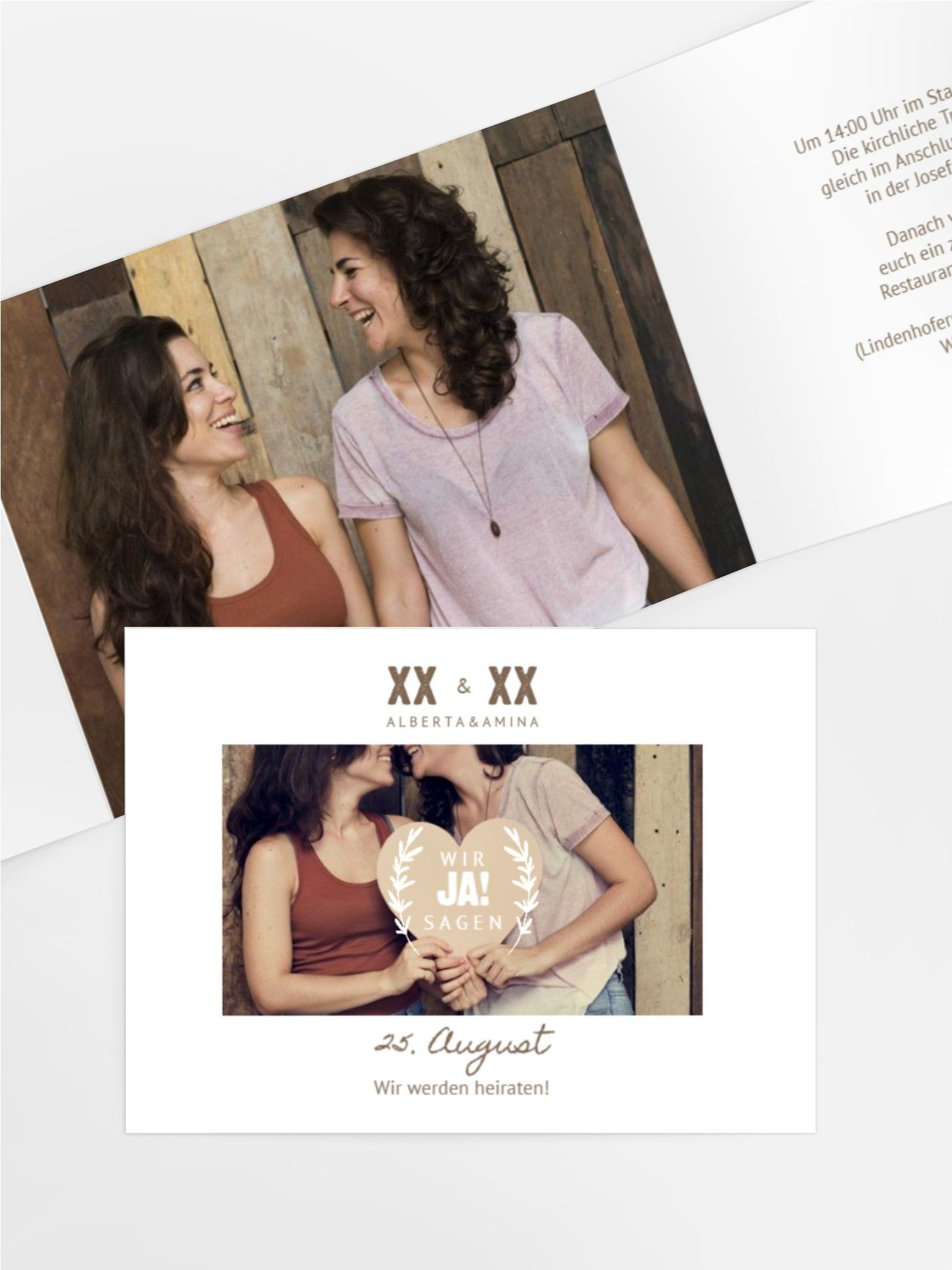 Hochzeitseinladung XX wir zusammen