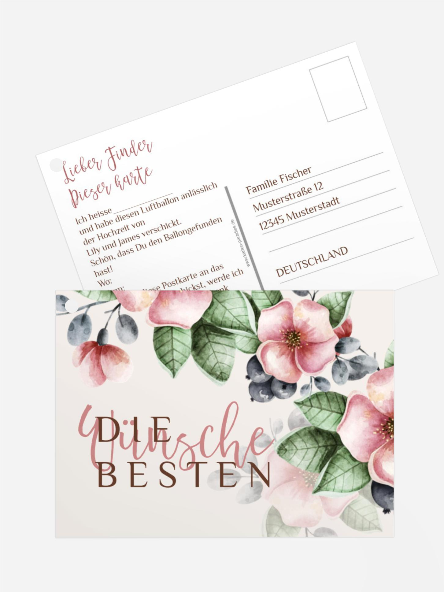 Ballonflugkarte Bunt Geblümt