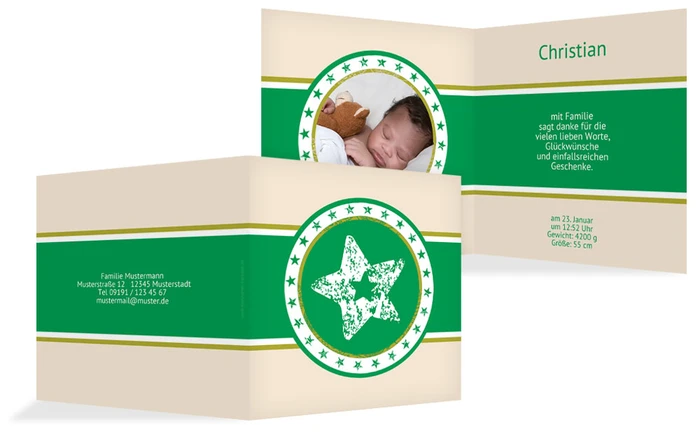 Geburt Dankeskarte Stern Geburt Dankeskarte Stern