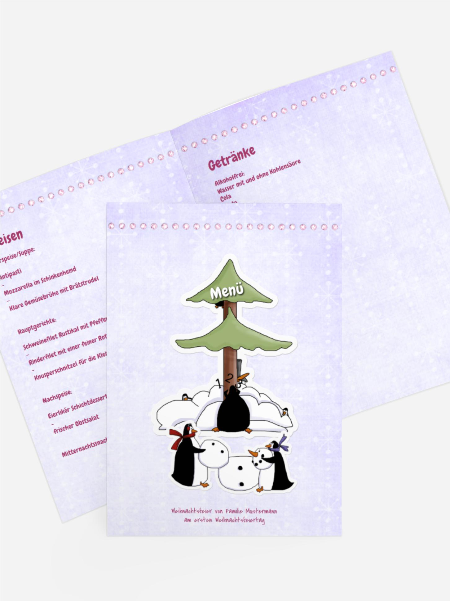 Weihnachtsmenükarte Comic