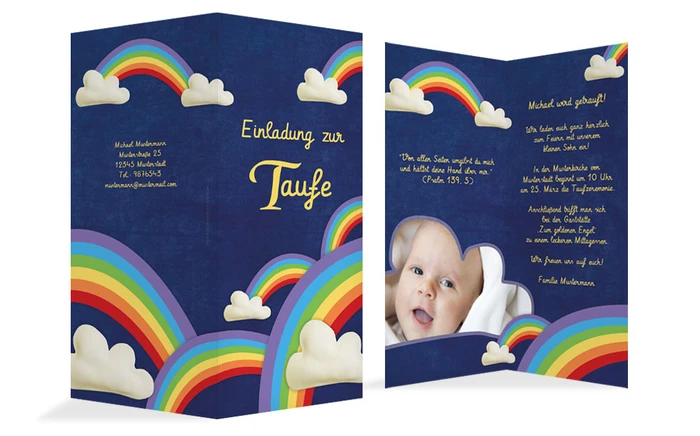 Taufkarte Regenbogenfantasie