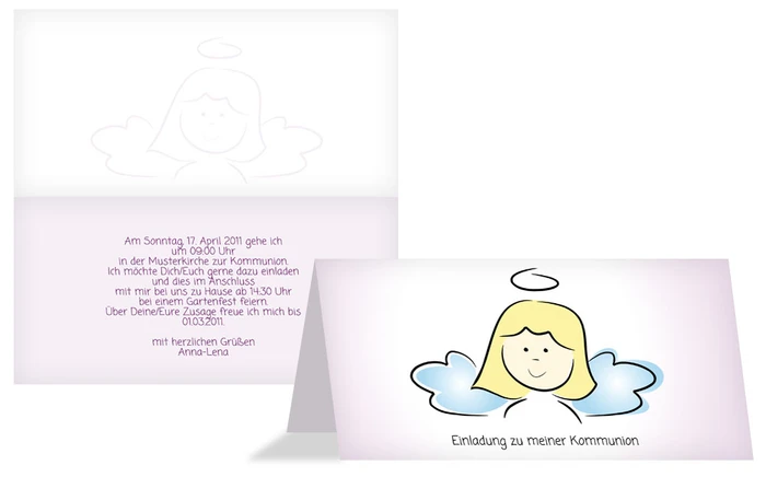 Einladungskarte Konfirmation Engelchen Mädchen Einladungskarte Konfirmation Engelchen Mädchen