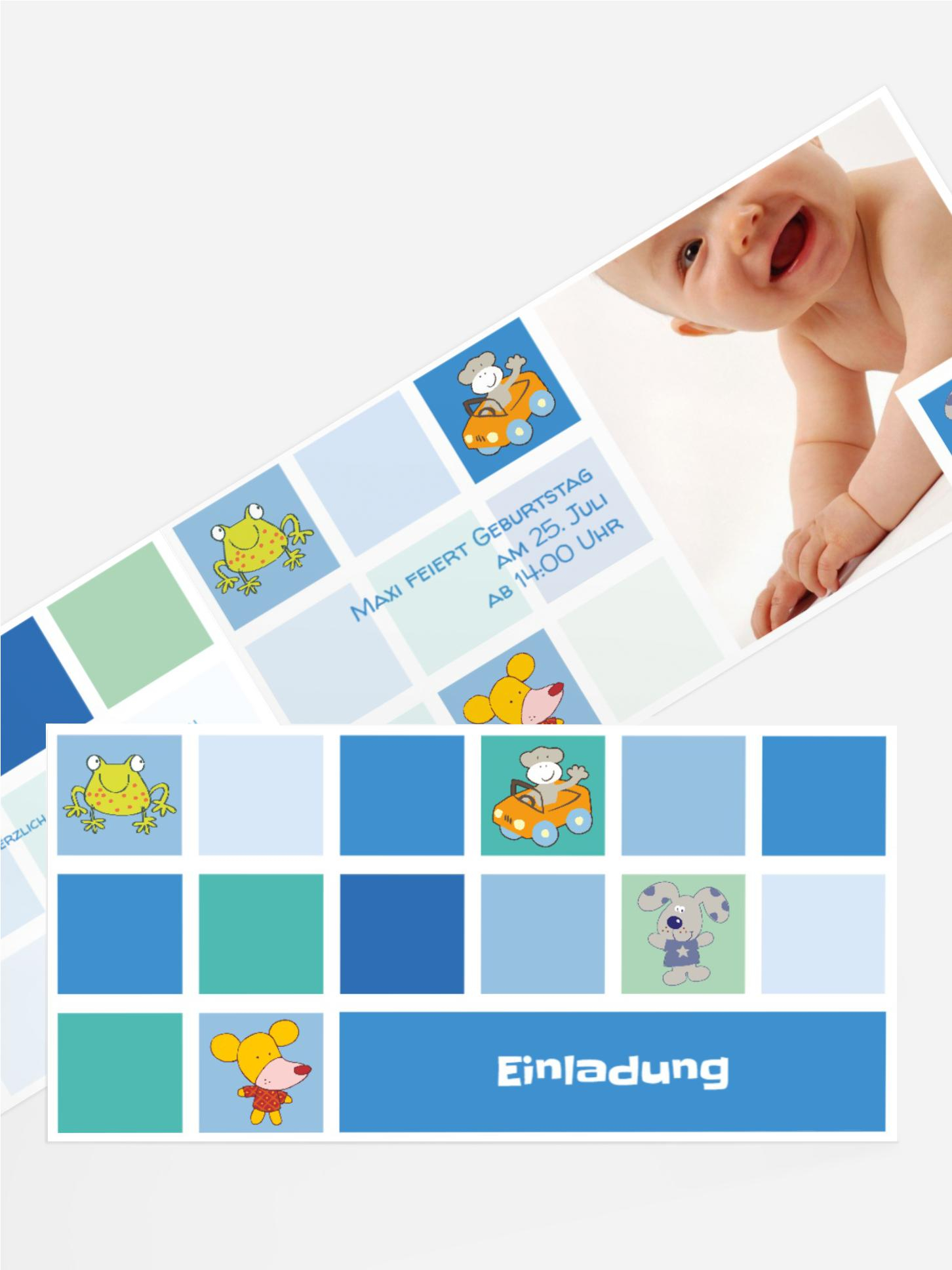 Karte zur Geburt bunte Würfel Karte zur Geburt bunte Würfel