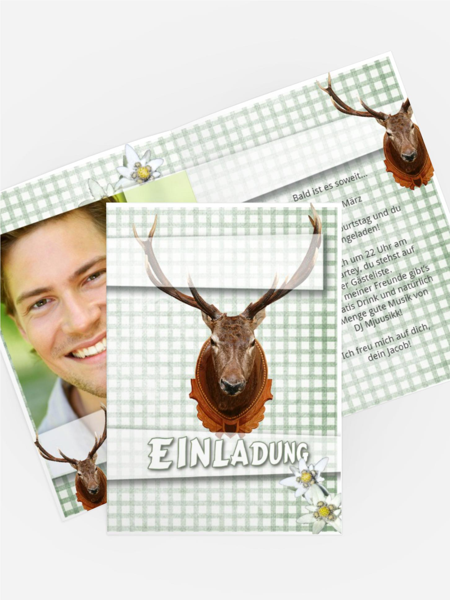 Einladungskarte Geburtstag Jagdtrophäe