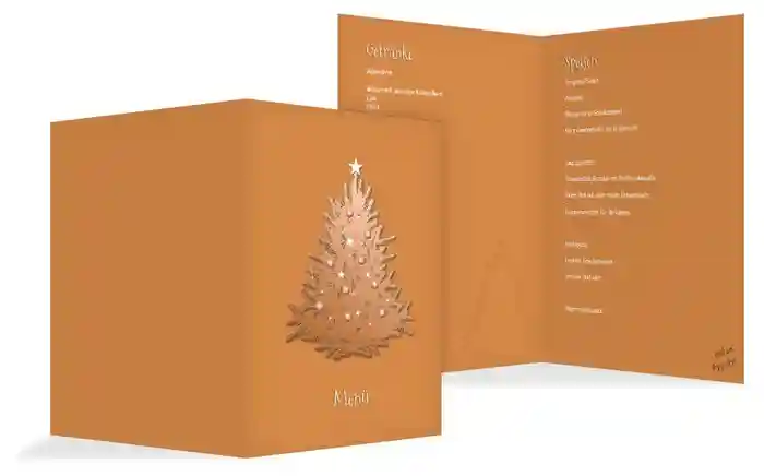 Weihnachtsmenükarte geschmückter Baum