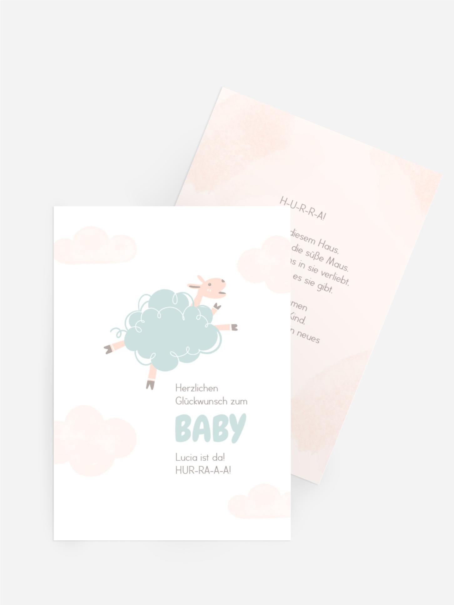 Glückwunschkarte zur Geburt Kleines Lamm