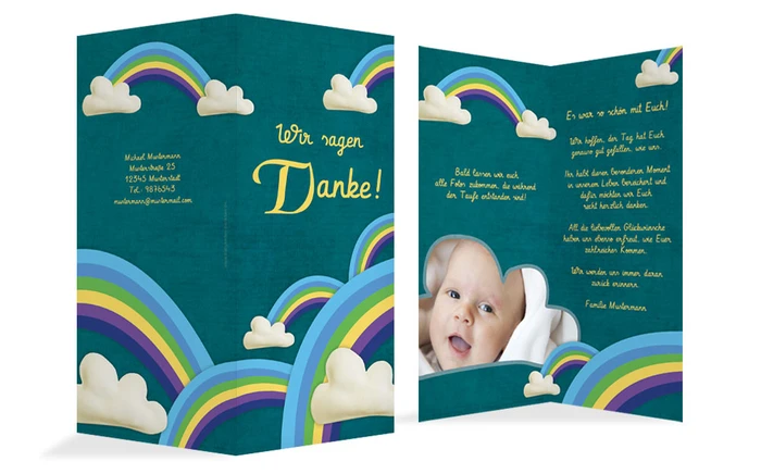 Danke Taufkarte Regenbogenfantasie