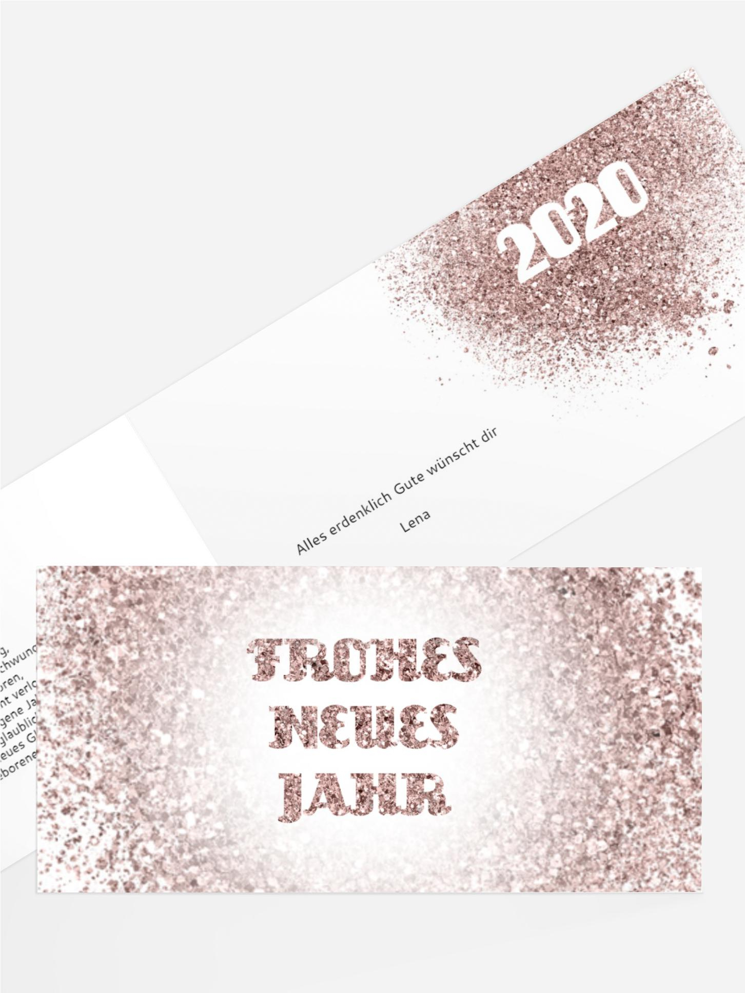Neujahrskarte Glitterschrift