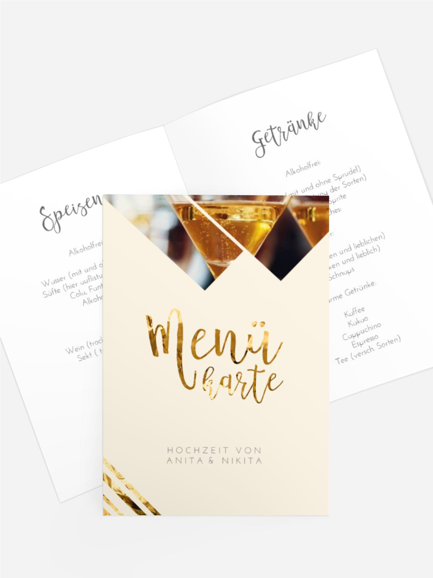 Menükarte Gemeinsam aufgeteilt